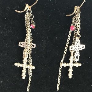 Cross dangly earrings